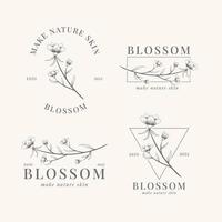 Beauty logotype collection with floral ornaments vector