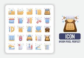 Simple Icons Set of Office Equipment in Flat Gradient flat design. 64x64 Pixel Perfect vector