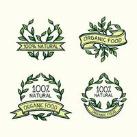 Hand Drawn Organic Nature Food Label Logo Vintage vector