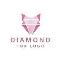 Simple pink diamond illustration design logo with fox face. vector