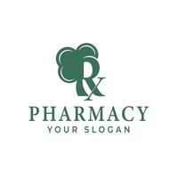 logotipo de diseño de ilustración de farmacia rx, diseño de salud para compañías farmacéuticas vector