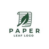 logotipo de rollo de papel, papel tapiz de icono de hoja verde diseño vectorial simple vector