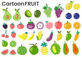 Vector illustration of fruits with colorful isolated elements