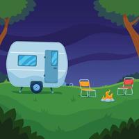 Camper Van On Outdoor Camp vector