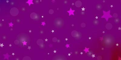 Light Purple, Pink vector pattern with circles, stars.