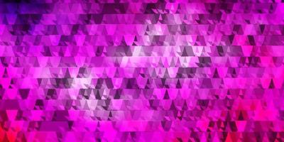 Fondo de vector violeta, rosa claro con líneas, triángulos.