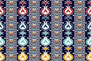 Ikat ethnic seamless textile pattern design. Aztec fabric carpet mandala ornaments textile decorations wallpaper. Tribal boho native turkey traditional embroidery vector background.