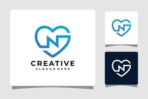 Letter N Heart Logo Template Design Inspiration vector