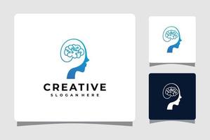 inspiración de diseño de plantilla de logotipo de tecnología de cabeza y cerebro vector