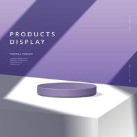 Abstract minimal scene, cylinder podium in purple background for product presentation displays. vector