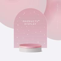 escena mínima abstracta, podio de cilindro en fondo rosa para pantallas de presentación de productos. vector