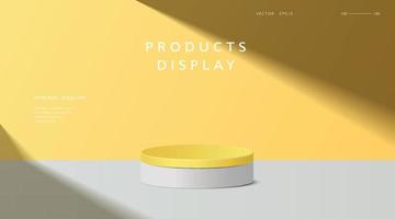 Abstract minimal scene, cylinder podium in yellow background for product presentation displays. vector