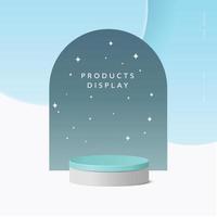 Abstract minimal scene, cylinder podium in blue background for product presentation displays. vector