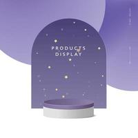 Abstract minimal scene, cylinder podium in purple background for product presentation displays.