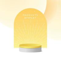 Abstract minimal scene, cylinder podium in yellow background for product presentation displays. vector