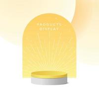 Abstract minimal scene, cylinder podium in yellow background for product presentation displays. vector