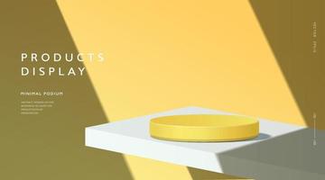 Abstract minimal scene, cylinder podium in yellow background for product presentation displays. vector