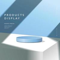 Abstract minimal scene, cylinder podium in blue background for product presentation displays. vector