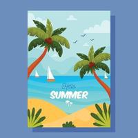 hola tarjeta de verano vector