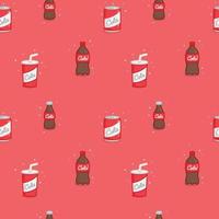 cola of bottle can and cup kawaii doodle flat vector seamless pattern Gift Wrap wallpaper background