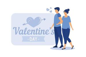 couple in love. Happy Valentine's Day. February 14 is the day of all lovers. graphics suitable for decorating posters, brochures, postcards, flyers flat vector illustration