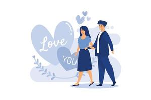 couple in love. Happy Valentine's Day. February 14 is the day of all lovers. graphics suitable for decorating posters, brochures, postcards, flyers flat vector illustration