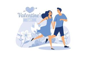 couple in love. Happy Valentine's Day. February 14 is the day of all lovers. graphics suitable for decorating posters, brochures, postcards, flyers flat vector illustration