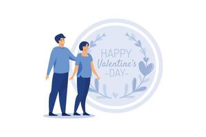 couple in love. Happy Valentine's Day. February 14 is the day of all lovers. graphics suitable for decorating posters, brochures, postcards, flyers flat vector illustration