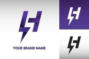 Logo Letter H monogram Electric Power thunder Lightning Style Design Vector in Gradient and monochrome color