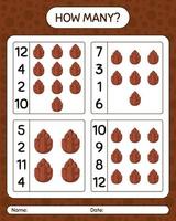 How many counting game with pine cone. worksheet for preschool kids, kids activity sheet vector