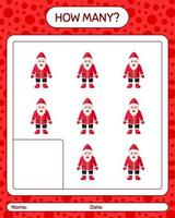 How many counting game with , santa claus. worksheet for preschool kids, kids activity sheet vector