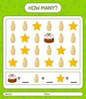 How many counting game with christmas icon. worksheet for preschool kids, kids activity sheet vector