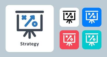 icono de estrategia - ilustración vectorial. presentación, plan, planificación, estrategia, táctica, entrenamiento, pizarra, línea, contorno, plano, iconos. vector