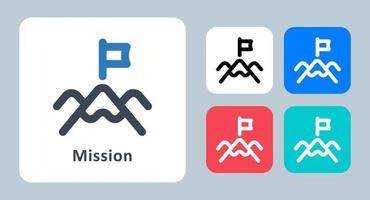 Mission icon - vector illustration . Flag, Mission, Mountain, Target, Goal, Business, Objective, line, outline, flat, icons .