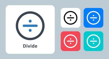 dividir icono - ilustración vectorial . dividir, matemáticas, calcular, matemáticas, divisor, cálculo, calculadora, división, línea, contorno, plano, iconos. vector