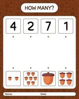 How many counting game with acorn. worksheet for preschool kids, kids activity sheet