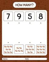 How many counting game with house. worksheet for preschool kids, kids activity sheet vector