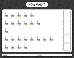 How many counting game with church. worksheet for preschool kids, kids activity sheet vector