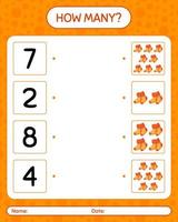 How many counting game with sock. worksheet for preschool kids, kids activity sheet vector