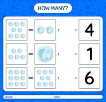 How many counting game with full moon. worksheet for preschool kids, kids activity sheet vector