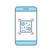 icono de color de la aplicación de teléfono inteligente de escaneo de código qr. escáner de código de barras de matriz. Lector de código 2d para teléfonos móviles. ilustración vectorial aislada vector