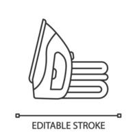 Ironing linear icon. Thin line illustration. Steam iron. Contour symbol. Vector isolated outline drawing. Editable stroke