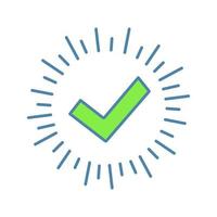 Checkmark color icon. Successfully tested. Tick mark. Quality assurance. Approved. Verification and validation. Quality badge. Isolated vector illustration