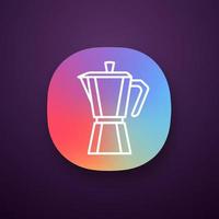 icono de la aplicación de la cafetera de la estufa. cafetera. cafetera espresso. interfaz de usuario ui ux. aplicación web o móvil. vector ilustración aislada