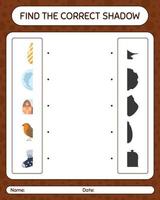 Find the correct shadows game with christmas icon. worksheet for preschool kids, kids activity sheet vector