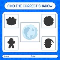 Find the correct shadows game with full moon. worksheet for preschool kids, kids activity sheet vector