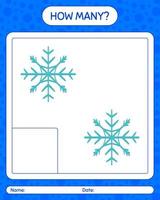 How many counting game with snowman. worksheet for preschool kids, kids activity sheet vector