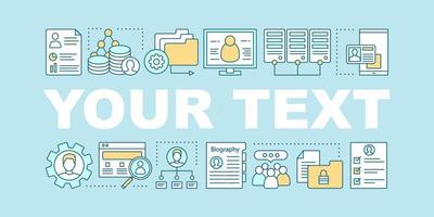 Database word concepts banner. Data systematization, management. Presentation, website. Personal information. Data center. Isolated lettering typography with linear icons. Vector outline illustration