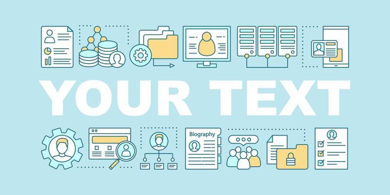 Database word concepts banner. Data systematization, management. Presentation, website. Personal information. Data center. Isolated lettering typography with linear icons. Vector outline illustration
