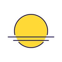 Sunrise color icon. Sunset. Rising or setting sun. Isolated vector illustration